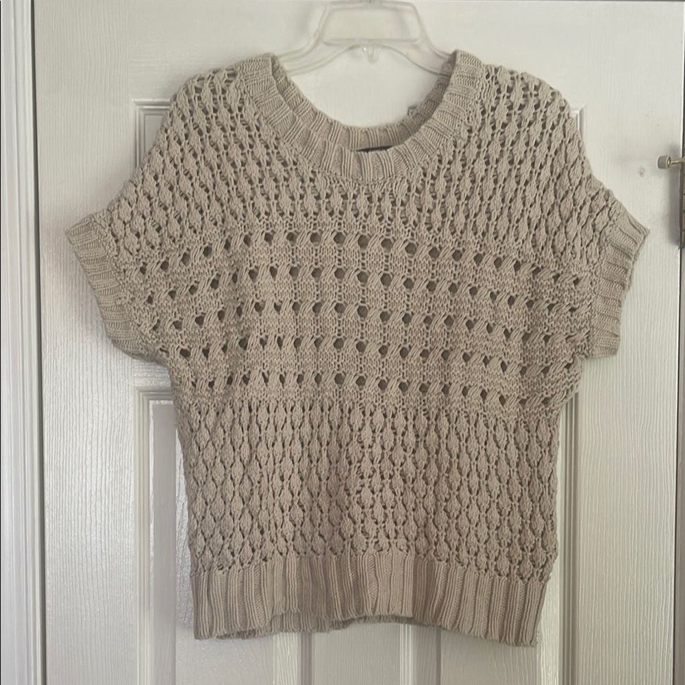 Apt 9 Women's Beige Knit Short Sleeve Sweater